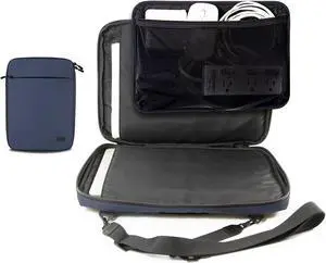 LHiDS MagPac Laptop Sleeve with Mesh Module, Durable Superior Protection, Water-Repellent, Magnetic Module Organization, Carrying Case with Handle Holds up to 14 inch Laptop & MacBook, Space Blue