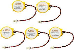 LJCELL 5PCS CMOS Battery for Dell Alienware Alpha R1 Steam Machine i5 i7 Desktop,for Fix Yellow Light,BIOS RTC CR2032 Battery with 2 Wire Cable and Connector