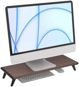 loukin Monitor Stand Riser for Desk, 22.4" x 8.3" Larger Computer Stand for Laptop, PC, Printer, Sturdy Desktop Computer Shelf with Non-Skid Rubber, Home Office (Brown)