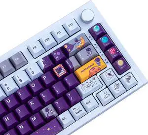 ZXMICYFA PBT Keycaps, 143 Keys Dye-Sublimation Cherry Profile Keycaps Purple Keycap Set with 7U Spacebar for ASIN Layout Cherry Gateron MX Switches Mechanical Keyboard