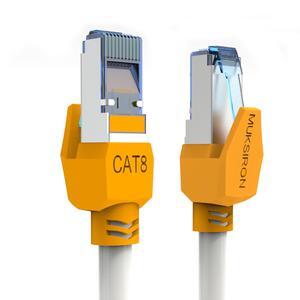 Cat 8 Ethernet Cable 25 FT - 40Gbps 2000Mhz Braided LAN Cable With Gold Connectors & Clips