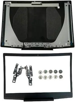 RGBBYTE Blue Logo LCD Back Cover & Front Bezel& Hinges Set G3 15 3590 for Dell G3 15 3500 Gaming Laptop 747KP 0747KP Black LCD Top Case Rear Lid + Hinges & Bezel & 10Pcs Screws