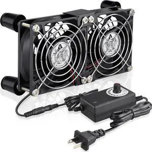 GDSTIME 80mm x 25mm Computer Fan with AC Plug 100V - 240V Variable Speed Fan for Modem Router Receiver DVR Playstation Xbox Mini PC Case AV Cabinet Cooling