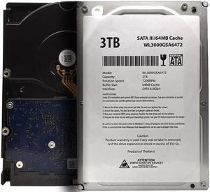 WL 3TB 7200RPM 64MB Cache SATA III 6.0Gb/s 3.5" Internal Desktop Hard Drive (For RAID, NAS, DVR, Desktop PC) w/1 Year Warranty