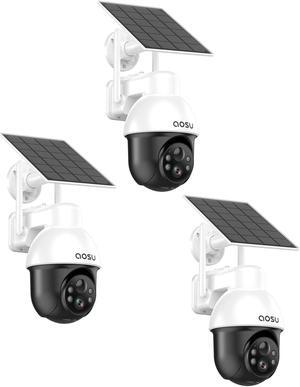 AOSU 5MP/3K Solar Security Cameras Wireless Outdoor, View All on The APP, No Homebase Required, SolarCam D1 SE - 3 Pack