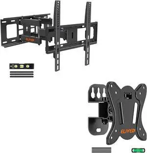 Full Motion TV Mount YD3007 for Most 26-65 Inch TVs Max VESA 400x400mm, Both fits 12"/16" Wood Studs, Plus Tilting TV Wall Mount YD3008 for Most 13-30 Inch TVs with Max VESA 100x100mm