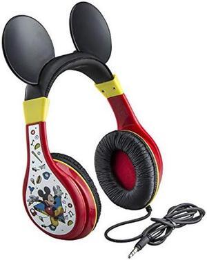eKids Mickey Mouse Headphones For Kids, Adjustable Over the Ear Headphones, 3.5mm Jack Wired Headphones with Parental Volume Control, for Fans of Mickey Mouse Gifts
