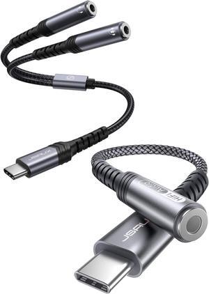 JSAUX USB Type C to 3.5mm Female Headphone Jack Adapter+ USB C to 3.5mm 2-Female Headphone