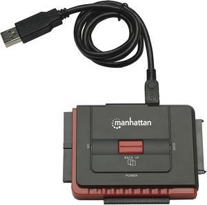 Manhattan SATA / IDE to USB 2.0 Hard Drive Adapter Cable - with One-Touch Storage Backup - External Converter for SSD / HDD Data Transfer, Supports UASP - Compatible with Windows, Mac, Linux -179195