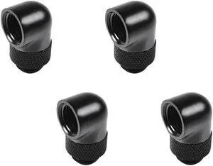 Barrow G1/4" Male to Female Extender Fitting, 90 Degree Rotary, Black, 4-pack