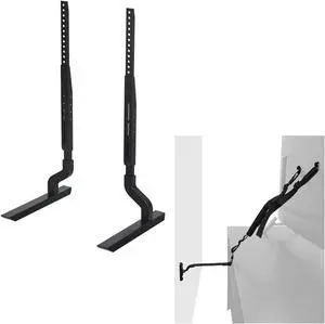 ECHOGEAR Universal Replacement TV Stand & Safety Strap - Angled Feet TV Stand Provide Extra Stability for OLED & QLED - Anit-Tip Strap Safetly Secures Big Screens to Drywall or Furniture