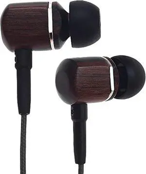 Symphonized MTRX Premium Genuine Wood in-Ear Noise-isolating Headphones with Mic and Nylon Cable (Black)