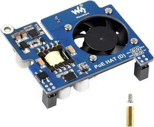 Power over Ethernet (PoE) HAT for Raspberry Pi 4B/3B+, IEEE 802.3af-Compliant, 5V 2.5A DC Output, PoE HAT Onboard Cooling Fan, Compatible with Raspberry Pi Official 4B/3B+ Case