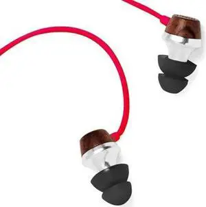 Symphonized ALN Premium Genuine Wood in-Ear Noise-isolating Headphones, Earbuds, Earphones with Mic (Red)