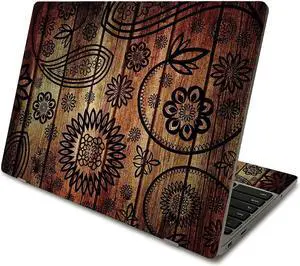 MightySkins Skin Compatible With Samsung Chromebook 4 (2021) 11.6" - Wooden Floral | Protective, Durable, and Unique Vinyl Decal wrap cover | Easy To Apply, Remove, and Change Styles | Made in the USA