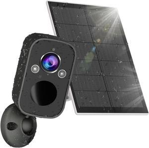 Rraycom Wireless Solar Security Camera Outdoor with Siren Alarm&Spotlight, 5MP Battery-Powered Security Camera with 130deg Angle, AI Motion Detection,2-Way Talk, IP65, Cloud/SD Storage