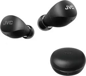 JVC Compact and Lightweight Gumy Mini True Wireless Earbuds Headphones, Long Battery Life (up to 23 Hours), Sound with Neodymium Magnet Driver, Water Resistance (IPX4) - HAA6TB (Black)