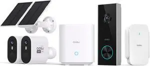 AOSU 5MP SolarCam Max System 2-Cam-Kit + 2K Doorbell Camera