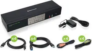 IOGEAR 4-Port 4K DisplayPort Kvmp Switch with Dual Video Out and RS-232, w/Full Set of Cables (GCS1934M TAA Compliant)