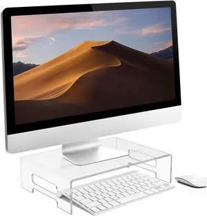 Sorbus Acrylic Monitor Stand - 12 x 8 x 3 - Clear Laptop Riser with Carry Handles - Use as Desktop Monitor Stand, Computer Desk Tray, Bed Tray, or Food Display Riser