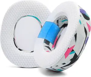 WC Freeze Nova Pro Wireless - Hybrid Fabric Cooling Gel Replacement Earpads for Steelseries Arctis Nova Pro Wireless by Wicked Cushions, Improved Durability, Thickness & Sound Isolation | 90's White