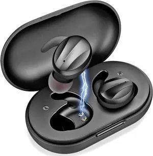 Alpatronix HX500 Waterproof Bluetooth Headphones TWS in Ear Wireless Earphones Rechargeable Stereo Headset w/Qi Charging Case & Mic for iPhone/Samsung Galaxy, Sports&Running - Black