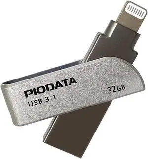 PioData iXflash 32GB iPhone iPad Flash Pen Drive USB 3.1 Apple MFi Certified Lightning Connector External Storage Memory Expansion for iOS Devices/Windows/Mac IXF-32-SG