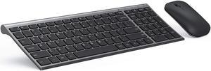 seenda Rechargeable Wireless Keyboard Mouse, Ultra Slim Low Profile USB Keyboard and Mouse Combo with Number Pad for WindowsXP/7/8/10/11/11 Pro, Black and Grey