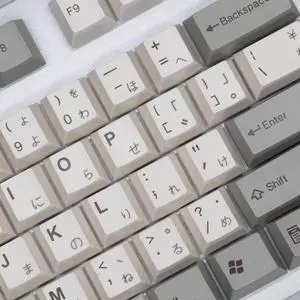 TAI-HAO Cubic Profile US Layout+Japanese Characters are Laser Engraved /115 Vintage Gray ANSI Layout Compatible with All MX Types Keyboards(61/87/104/108+1.75U Shift Key) Double Shot Keycap Set