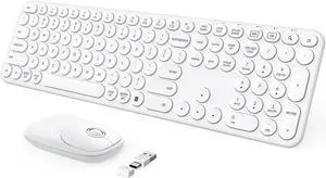 seenda Wireless Keyboard and Mouse, USB & Type C Keyboard Mouse Combo, Full Size White Wireless Keyboard Compatible for Win 7/8/10, MacBook Pro/Air, Laptop, PC - White