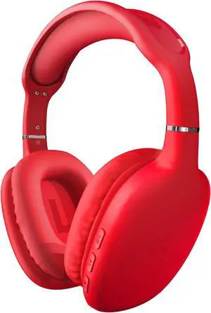 HyperGear Bluetooth Wireless Headphones with Built-in Mic & Controls, Over Ear Noise Isolating Fit Headset & Memory Foam Ear Cup + Quick paring for Travel, Home Office, Online & More [Red]