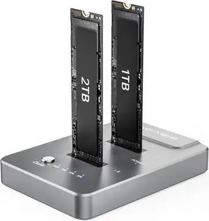 FREEGENE ACASIS NVMe M.2 Duplicator Dual-Bay Offline Clone USB C to NVME Docking Station for M2 SSD M Key Hard Drives Enclosure (Dual-Bay)