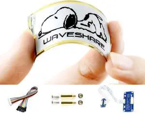2.13inch Flexible E-Ink Display HAT for Raspberry Pi 4B/3B+/3B/2B/Zero/Zero W/WH and Jetson Nano,212X104 Pixel White Black Two Color Display Section Bendable SPI Interface Support Partial Refresh