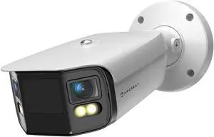 Amcrest Dual-Lens 8K (16MP) Outdoor Security POE Camera, 2 x 4K Lenses PoE AI Bullet IP Camera, 131ft Night Color, Human/Vehicle Detection, Panoramic 180deg FOV, 2 x 4K@25fps IP8M-FCB2996EW-AI (White)