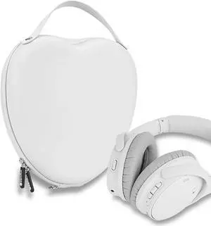 Geekria NOVA Headphones Case for Lay Flat On-Ear/Over-Ear Headphones, Replacement Hard Shell Travel Carrying Bag with Cable Storage, Compatible with Bose QCUltra, Sony, JBL, B&W Headsets (White)