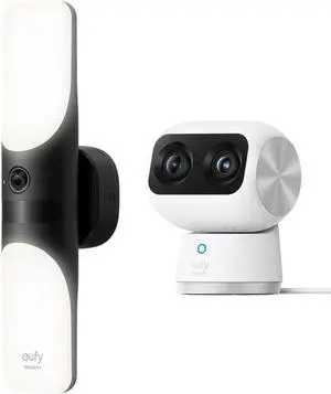 eufy Security Wired Wall Light Cam S100, Security Camera Outdoor Indoor Cam S350, Dual Cameras, 4K UHD Resolution Security Camera with 8x Zoom and 360deg PTZ