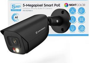 Amcrest 5MP IP PoE AI Camera w/ 49ft Color Night Vision, Security Outdoor Bullet Camera, Built-in Microphone, Human & Vehicle Detection, Active Deterrent, 129deg FOV, 5MP@20fps IP5M-B1276EB-AI (Black)