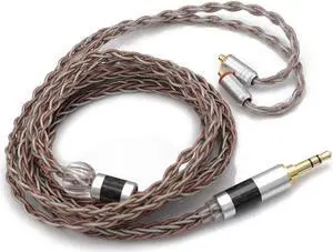 TRIPOWIN Linsoul C8 8-Core Silver Copper Foil Braided Earphone Replacement Upgrade Cable, Tinsel Silver Copper Wire for KZ ZSN Pro, ZS10 Pro NF2u, QDC IEMs (with Mic, 3.5mm Plug, MMCX Connector)
