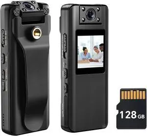 BOBLOV A22 128GB 1080P Body Worn Camera, Shooting Video for 10 Hours, with Loop Recording and Night Vision for Law Enforcement, Hiking and Outdoor Sports Records