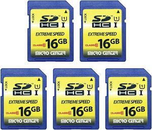 16GB Class 10 SDHC Flash Memory Card Full Size SD Card USH-I U1 Trail Camera Memory Card by Micro Center (5 Pack)