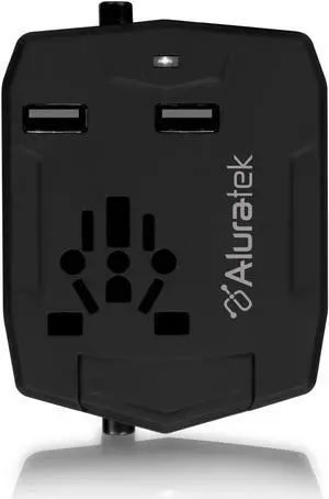 Universal Travel Wall Plug Adapter Charger with Dual 2.5A USB Ports with Built-in 3,000mAh Powerbank Covers 150+Countries (Europe, Asia, South America, and More)