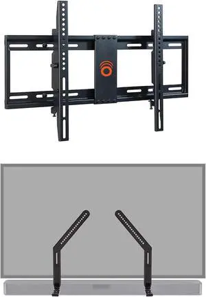 ECHOGEAR Tilting TV Wall Mount & Sound Bar Mounting Bracket - Low Profile TV Mount - Height Adjustable Speaker Mount