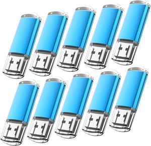 KOOTION Flash Drive 16GB 10 Pack USB 2.0 Thumb Drive Capped Memory Stick Jump Drive, Blue