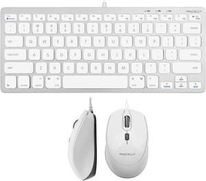 Macally USB C Wired Mouse and a USB C Mini Keyboard, Add Simplistic Apple Aesthetic to Your Office