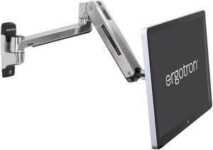 Ergotron - LX HD Sit-Stand Single Monitor Arm, VESA Wall Mount - for Monitors Up to 49 Inches, 14 to 30 lbs - Polished Aluminum