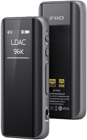 FiiO BTR15 Headphone Amps Bluetooth 5.1 Receiver High Resolution 384K/32Bit Native DSD256 USB DAC Supports LDAC/aptX HD/MQA for Smartphones/PC/Car/Home Audio (Titanium)