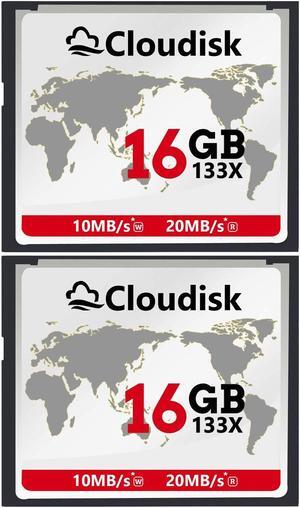 Cloudisk Pack of 2 Compact Flash Card 16GB 133X CF 2.0 Card Performance for DSLR Camera,Vintage Digital Camera and Industry Equipment (16GB)