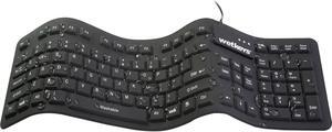 WetKeys "Soft-Touch Comfort Professional-Grade Full-Size Flexible Silicone Washable Keyboard (USB) (PS/2) (Black) | KBWKFC106-BK