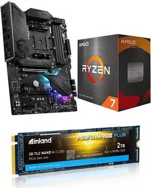 INLAND Micro Center AMD Ryzen 7 5700X Desktop Processor Bundle with MSI MPG B550 Gaming Plus ATX Motherboard and 2TB Gen 4x4 M.2 SSD up to 7000MB/s