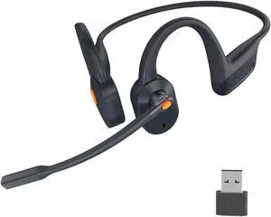 Blue Air Open Ear Bluetooth Headsets with Microphone, Wireless Computer Headphone with Mic for PC Mac Laptop, Office Home Online Class Open-Ear Headset (Gray, Headset + Dongle)